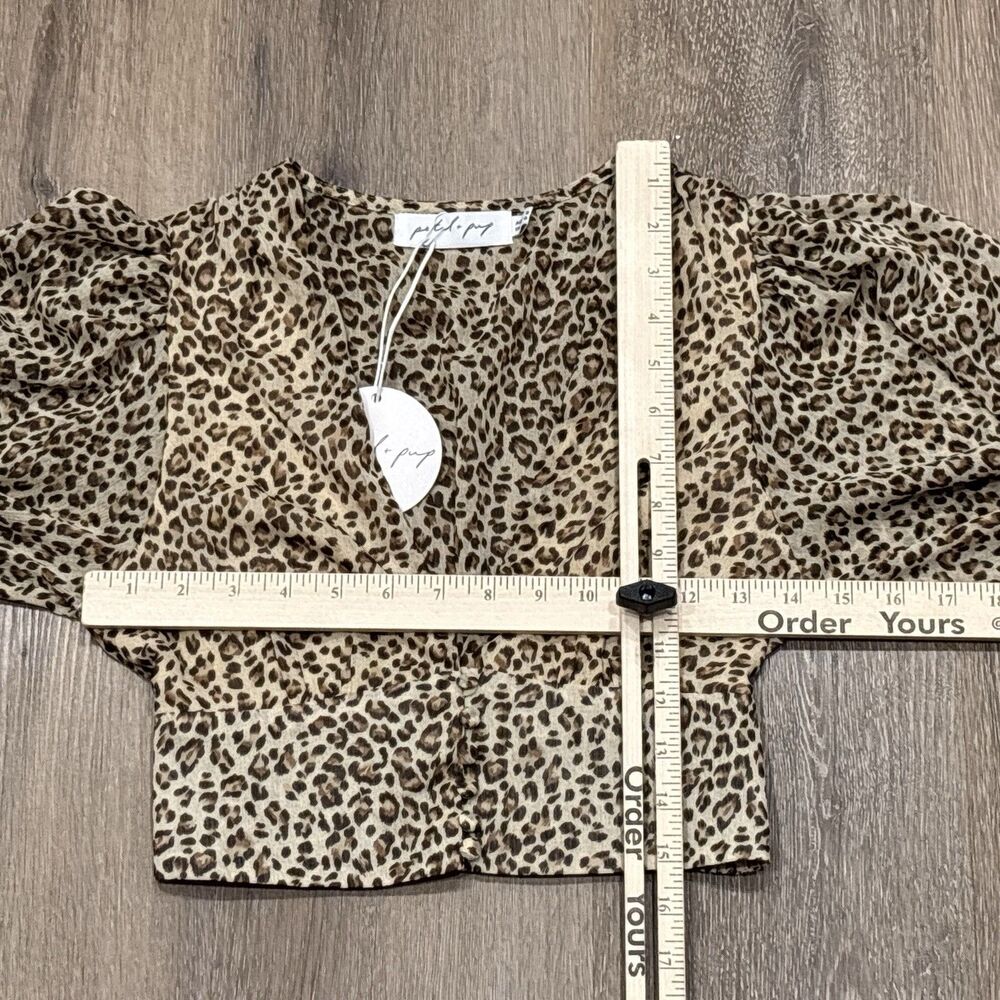 Petal & Pup Top Size 4 Cropped Leopard Print Balloon Sleeve Festival NEW - Picture 4 of 11